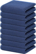Homaxy 100% Cotton Waffle Weave Kitchen Dish Towels 8-Pack, Navy Blue | 13 x 28 Inches, Ultra Soft Absorbent Dish Towels, Quick Drying Cleaning Towels