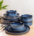 Ceramic Dinnerware Set for 4, 12-Piece Plates and Bowls Set | Lightweight Porcelain Dish Set, Scratch Resistant, Oven & Microwave & Dishwasher Safe, Starry Blue