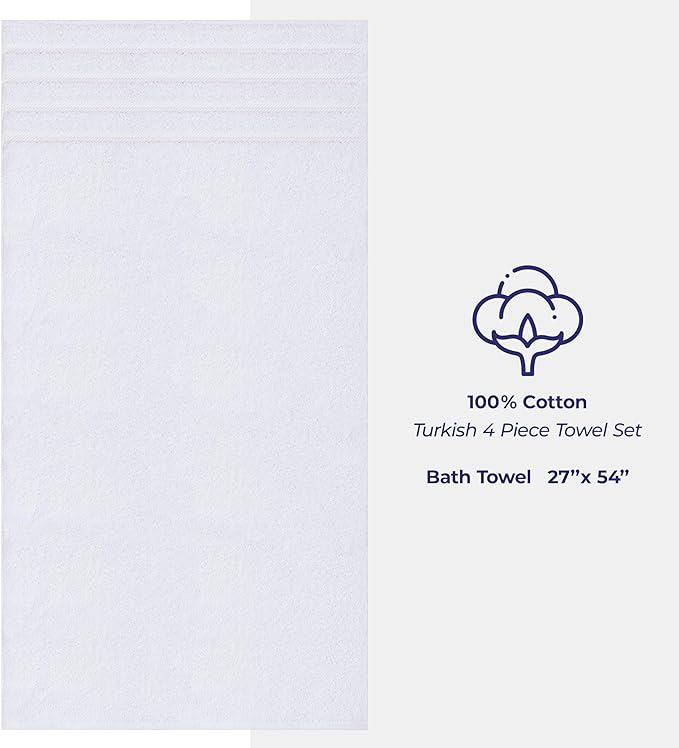 American Soft Linen 100% Cotton Luxury Turkish Towels, 4 PC Bath Towel Set | Soft Absorbent Quick Dry OEKO Tex Standard 100 Certificated Durable Machine Washable Premium Hotel Quality