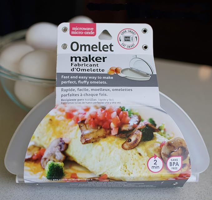 Microwave Omelet Maker, Nonstick 3-Egg Capacity, Quick & Easy Breakfast Cooker, BPA-Free, Dishwasher Safe