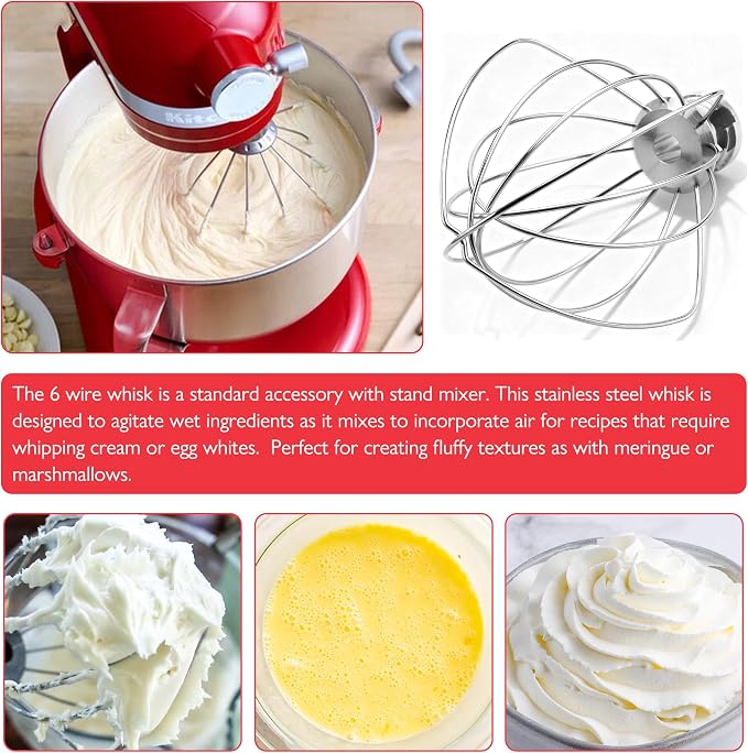 6Qt Stainless Steel Mixer Bowl & KN256 Whisk for Kitchenaid Bowl Lift Mixer | 18/8 Stainless Steel, Heavy Duty, Dishwasher Safe, Mixing Bowl and Whisk Attachment for Kitchenaid KP26, KL26, KT26