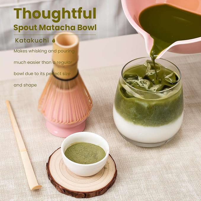 Matcha Whisk Set, Ceramic Bowl Matcha Kit & Handcrafted Bamboo Chasen, Complete 5 Pcs Matcha Set Whisk and Bowl, Stainless Steel Sifter, Bamboo Scoop & Holder for Matcha Lovers | Complete 5 Pcs Matcha Set Whisk and Bowl, Stainless Steel Sifter, Bamboo ...