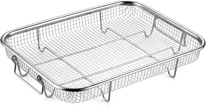 P&P CHEF 11.8 Inch Air Fryer Basket for Oven, Air Fryer Rack, 1 Piece | Food-grade Stainless Steel Air Fryer Accessories for Frying Cooking Baking Roasting, Ideal for Fried Food, Dishwasher Safe