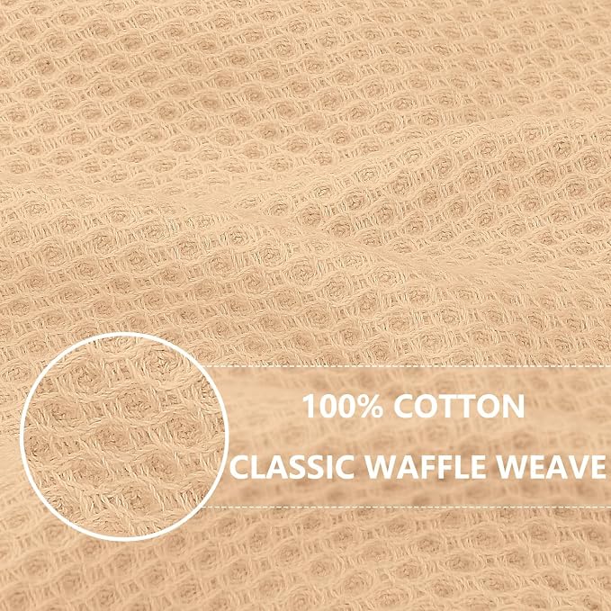 Homaxy 100% Cotton Waffle Weave Kitchen Dish Cloths 24-Pack, Apricot | 12 x 12 Inches, Ultra Soft Absorbent Dish Towels, Quick Drying Dish Rags with Hanging Loop