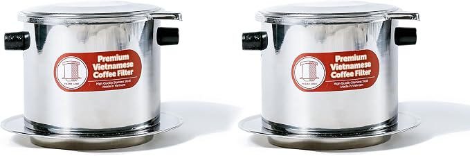 Set of 2 Vietnamese Traditional Coffee Phin Filter. Restaurant Quality Coffee- 15 Ounce