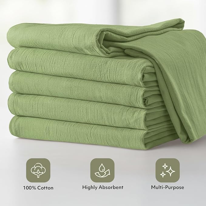 Utopia Kitchen Sage Green Flour Sack Towels [12 Pack-28 x 28 In]100% Cotton | Tea Towels for Cleaning & Drying - Highly Absorbent Kitchen Dish Cloth