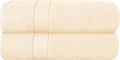 GLAMBURG 700 GSM Premium Cotton 2-Pack Oversized Extra Large Bath Sheet Set - 100% Combed Cotton - 2 Bath Sheets 35x70 - Luxury Hotel & Spa Quality - Durable Ultra Soft Highly Absorbent - Ivory