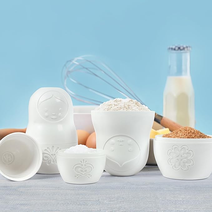 Genuine Fred M-CUPS Matryoshka Measuring Cups, Set of 6, Russian Doll Nesting Measuring Cups, White