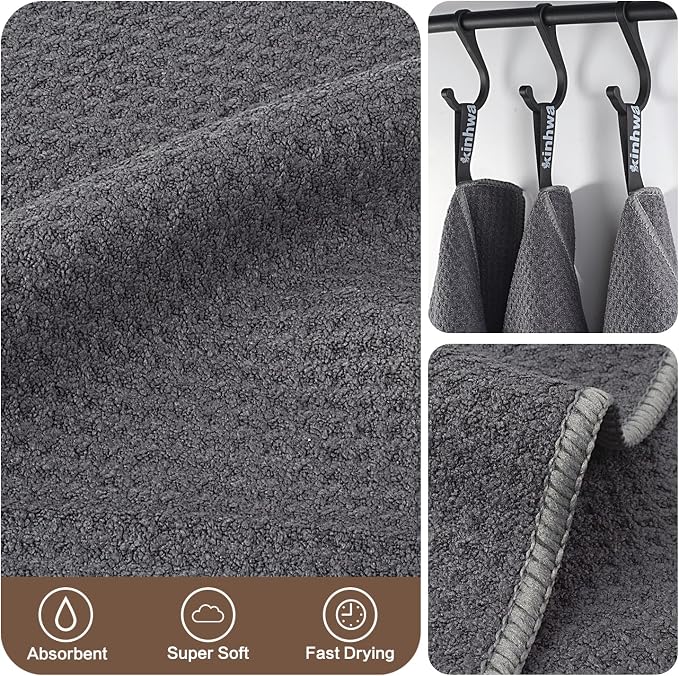 Dish Cloths for Washing Dishes with Scrub Side, Microfiber Dish Rags | Dual-sided microfiber dish cloths with scrubber for stuck-on food, quick dry kitchen washcloths 9 Pack, 9" x 9 Inch Gray-B
