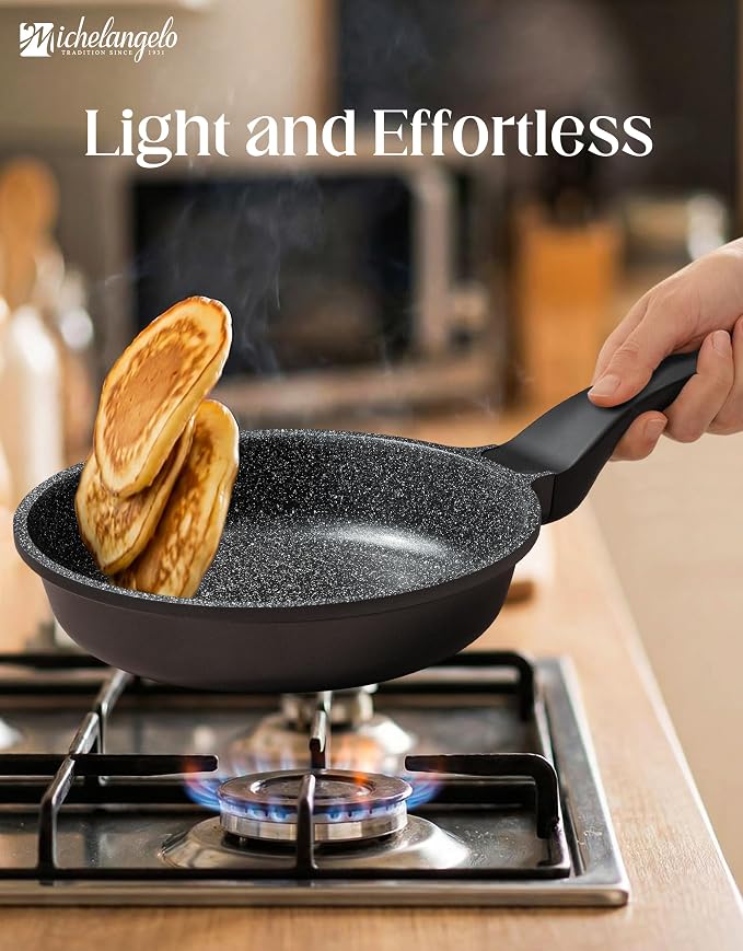 MICHELANGELO Frying Pans Nonstick - Large Non Stick Frying Pan 12 Inch | Ease of Cleaning, All Stovetops Compatible, Built to Last, Stay-Cool Handle
