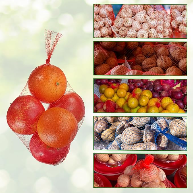 uxcell 150pcs Egg Hatching Bags, 16 Inch Mesh Nylon Netting Reusable Produce Mesh Bags Strong Stretchable Plastic Seafood Boil Bags for Fruits Vegetables Storage, Red