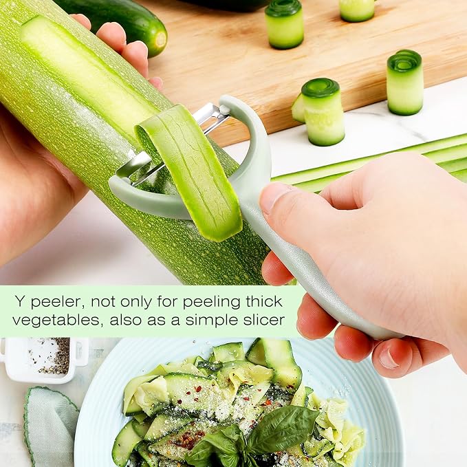 Senbowe Upgrade Potato Peeler for Kitchen, 6PCS Stainless Steel Vegetable Peeler, I and Y Veggie Food Peeler for Apple Fruit Carrot Zucchini Cucumber,Good Grip Makes Peeling Very Easy (Green)