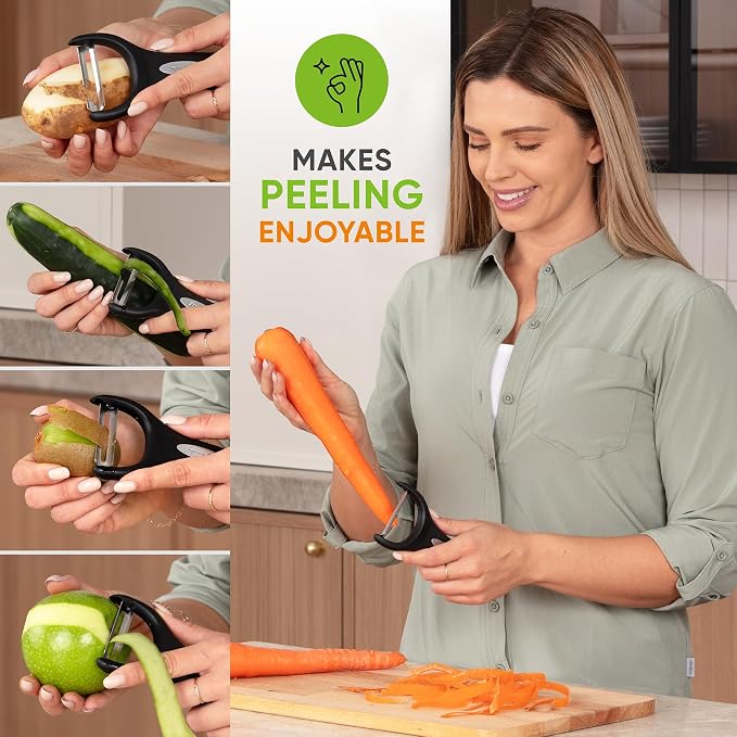 Spring Chef Swivel Vegetable Peeler & Y Potato Peeler w/Soft Grip Handles | Apple Peelers with Ultra Sharp Stainless Steel Blades, Multifunctional Peelers for Kitchen, Perfect for Carrot, Veggie, Fruit