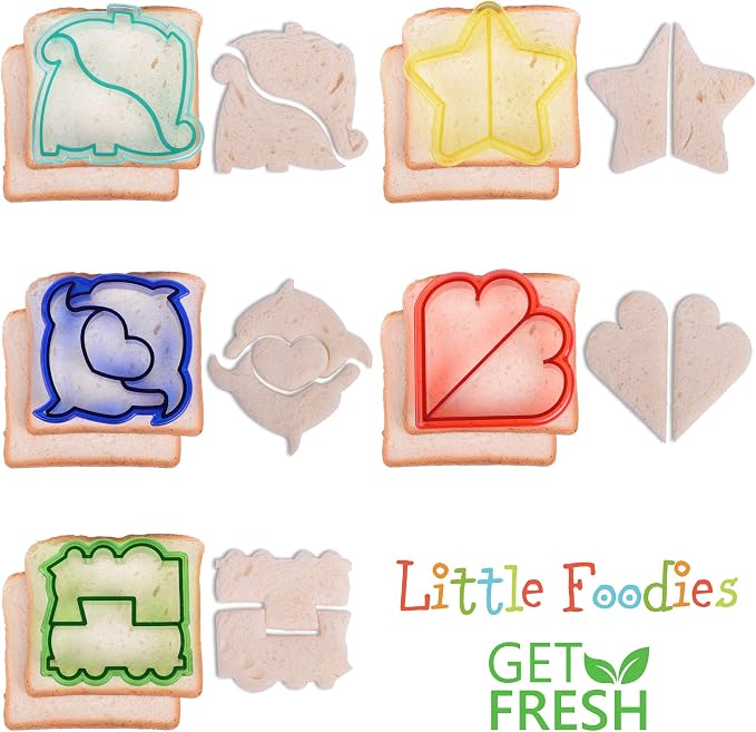 Sandwich Cutters for Kids, 20-Piece Set, 5 Kid Sandwich Cutters Shapes, 5 Vegetable Cutters Shapes, 10 Bento Deco