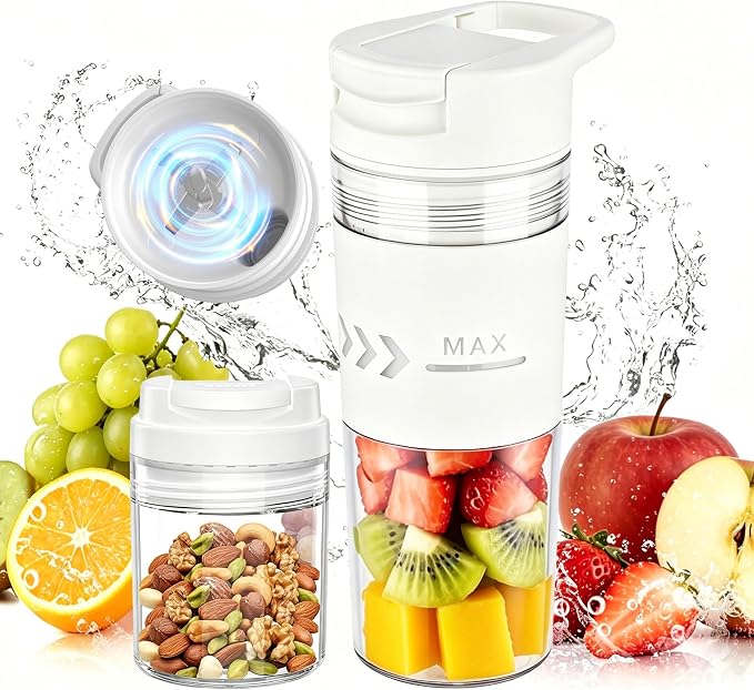 Portable Blender, Cordless, 24oz Personal Blender for Smoothies and Shakes – BPA-Free, USB-C Rechargeable, Dishwasher-Safe Parts, Leak-Proof Lid & Small Clear Cup Included, Holiday Gift Idea