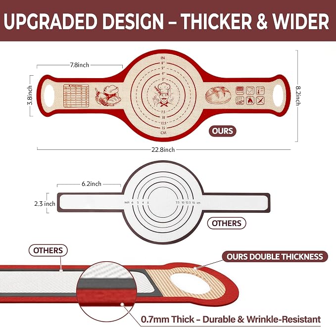 Silicone Bread Sling for Dutch Oven, 2 PCS Non-Stick Reusable Bread Baking Mats with Long Handles, Seamless Design Easy to Transfer Sourdough Sling Silicone Sourdough Sling Dough (Round Red, Gray)