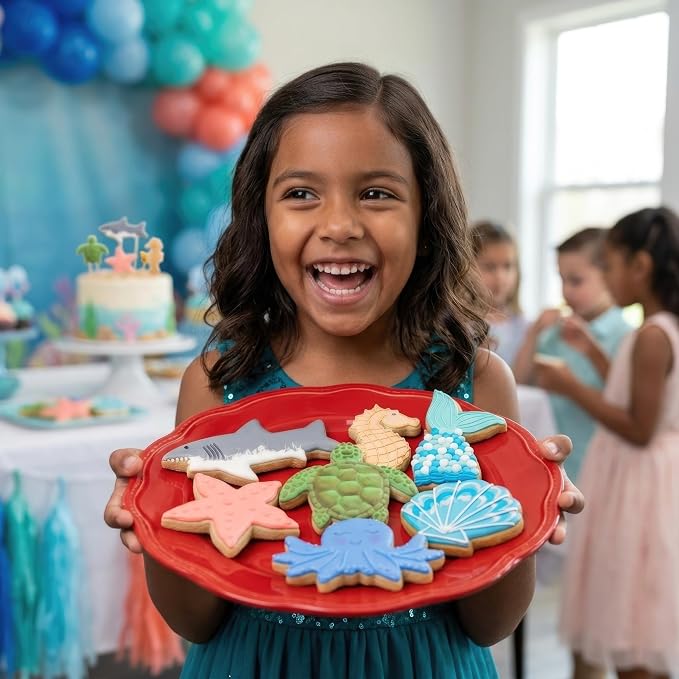 Ann Clark Under the Sea Cookie Cutters Set of 7, Made in USA | Includes: Seahorse, Starfish, Shell & More, Perfect Size, America's Largest Cookie Cutter Maker, Food-Safe American Steel