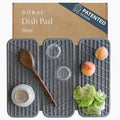 Dorai Home Dish Pad - Collapsable Stone Dish Drying Mat with Diatomaceous Earth for Quick Drying - Ultra Absorbent - Encased in Silicone - Eco-Friendly, Foldable - Original 19.9"x15.2", Slate