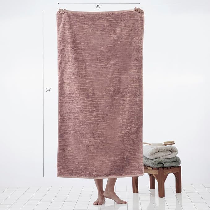 SKL Home CloudSoft Bath Towel Set, 6-Piece, 100% Cotton Luxury, Clay | 2 Bath towels, 2 hand towels, 2 washcloths. Premium spa-level quality. 600/520 GSM weight. Ultra plush & absorbent.