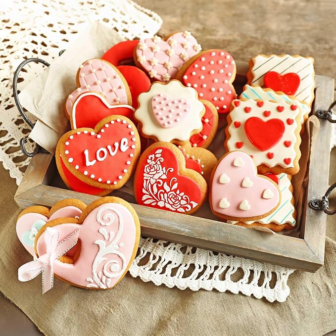 HULISEN Heart Cookie Cutter Set 5-Pc, Biscuit Cutters with Handle | Stainless Steel, Dishwasher Safe, Etched inch/cm Markings, Gift-Ready Packaging, Ergonomic Arched Grip, Heart Shaped