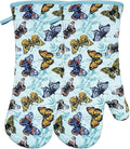 Oven Mitts Cotton Fashion Cute Butterfly Design 1 Pair | Heat Resistant Oven Gloves Safe Cooking Baking Grilling Barbecue Machine Washable Pot holders Christmas Gift (Butterfly)