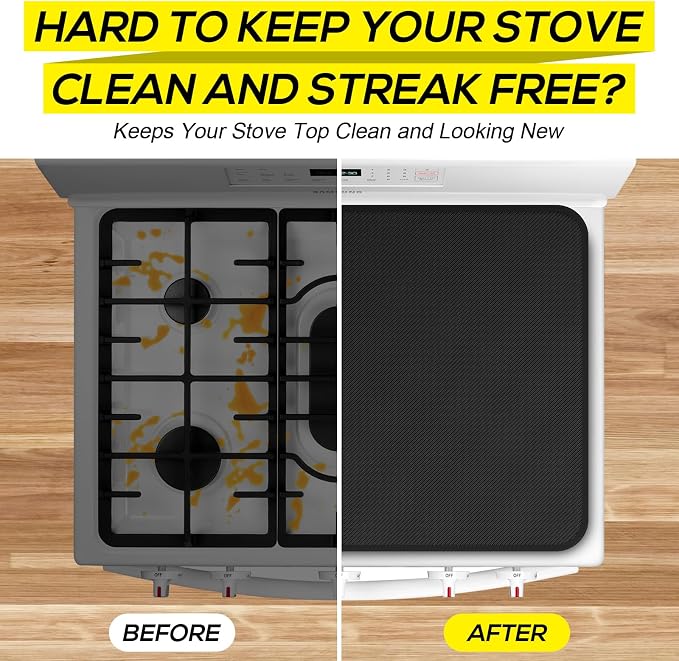 FLASLD Soft Gas Stove Burner Cover Fabric Mat, 29.5×21 Inches Foldable Easy Clean Gas Stove Protector, Anti Dust Stove Covers, Washable Stove Guard Top Protector