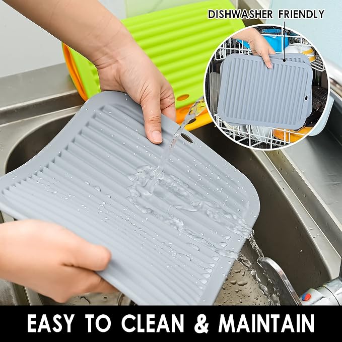 Silicone Trivets for Hot Dishes, Pots and Pans, Hot Pads for Kitchen, Heat Resistant Mat Quartz Countertops, Silicone Mats for Kitchen Counter, Table Pot Holders Trivet mat Set 2 Dark Grey