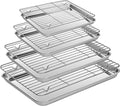 Baking Sheet Pan Set of 8, CEKEE Stainless Steel Cookie Sheets for Baking with Cooling Rack, Small/Quarter/Jelly Roll Pans, 9/10/12/16 Inch, 0.8mm Thick Heavy Duty & Non Toxic & Easy Clean