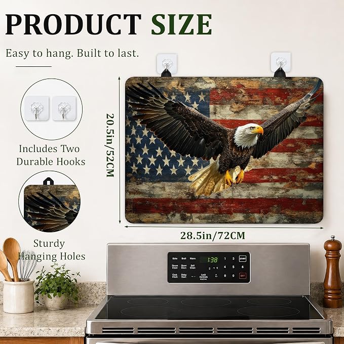 American Flag Eagle Electric Stove Top Cover Protector,Glass Flat Top Stove Mat,Heat-Resistant Oven Induction Cooktop Mat for Ceramic Countertop Mats Dish Drying Mat