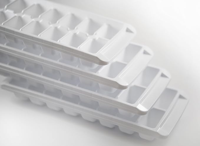 Easy Release White Ice Cube Tray, 16 Cube Trays (Pack of 8) (4 Pack - 64 Cubes)