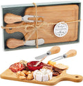1 Set Bridal Shower Favor Prizes Charcuterie Board,Bamboo Color | Bamboo Cheese Board with Knife Fork Thank You Tag, Gift Box for Guests, Valentines Wedding Baby Shower Party Favors