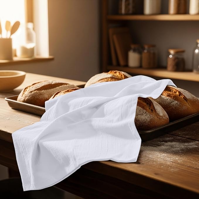 Utopia Kitchen White Flour Sack Towels [12 Pack - 28 x 28 Inch] 100% Cotton | Tea Towels for Cleaning & Drying - Highly Absorbent Kitchen Dish Cloth