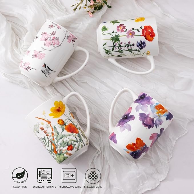 AmorArc Tea Cup With Infuser and Lid, 18oz Loose Leaf Tea Mug With Steeper | Porcelain Tea Mug With Infuser and Lid, Large Strainer Tea Cup with Lid for Tea, Coffee Mug for House-warming Birthday Gift