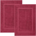 KAHAF COLLECTION Bath Mat Floor Towel Set - Absorbent Cotton Hotel Spa Shower/Bathtub Mats [Not a Bathroom Rug] (Burgandy, 2 Pack (16"x24"))
