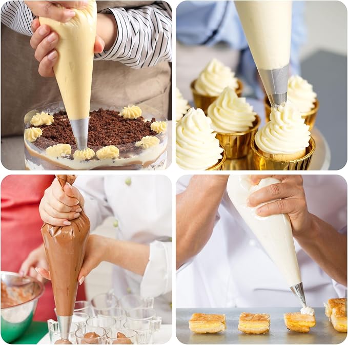 LotFancy 18 Inch Piping Bags, 100PCS Thickened Disposable Pastry Bags | With 5 Clips, Anti-Burst Icing Bags for Cream Frosting, Cake & Cookie Decorating Supplies