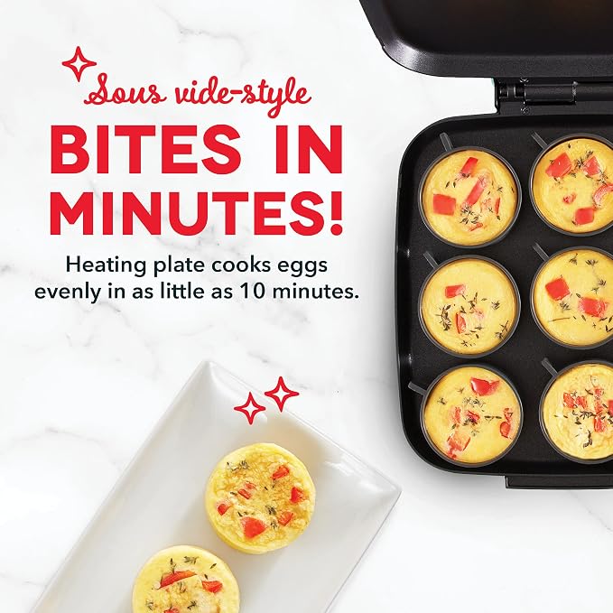 Dash Family Size Egg Bite Maker - Electric Egg Bite Maker with Non-Stick Silicone Cups - Space-Saving Design & Quick Cleanup - Make Sandwiches, Healthy Snacks & Desserts - 9 Servings, Aqua
