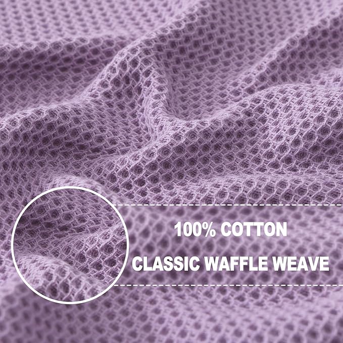 Homaxy 100% Cotton Waffle Weave Kitchen Dish Cloths 6-Pack, Lavender | 12 x 12 Inches, Ultra Soft Absorbent Dish Towels, Quick Drying Dish Rags with Hanging Loop