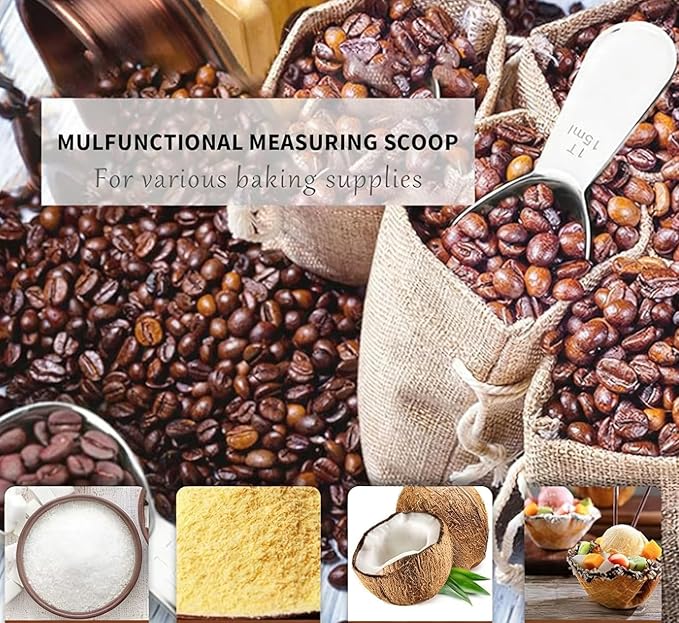 4-Pack Coffee Scoop Spoon – 2 Tablespoon (30ml) Stainless Steel Measuring Spoons with Long Handles for Ground Coffee, Tea, and Powder
