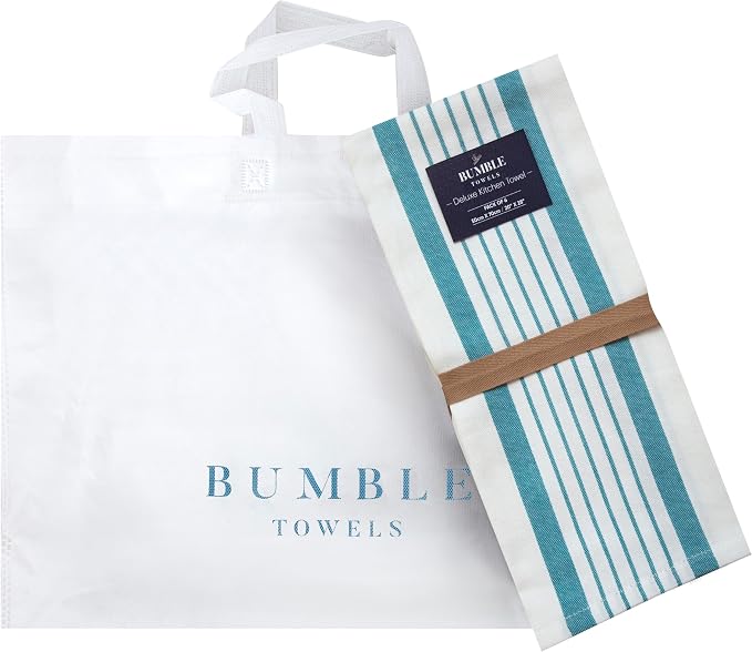 Premium Kitchen Towels 6 Pack 100% Cotton, 20"x28" Dish Towels - Aqua | Large Flat & Terry Kitchen Linen Set with Hanging Loops, Highly Absorbent for Washing and Drying Dishes