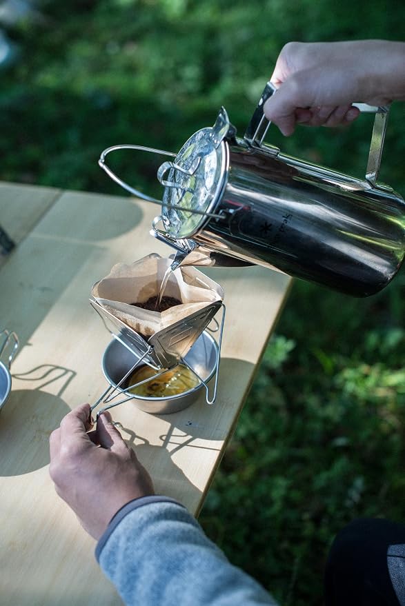 Snow Peak Portable Coffee and Tea Essentials, Stainless Steel, Pour Over | Durable, Portable, Perfect for Camping, Backpacking, and Outdoors, Japanese Designed