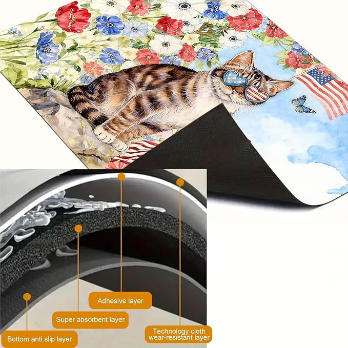 HOMETITUTE Spring Stove Top Cover 28x20 Cat Floral Watercolor Heat Resistant