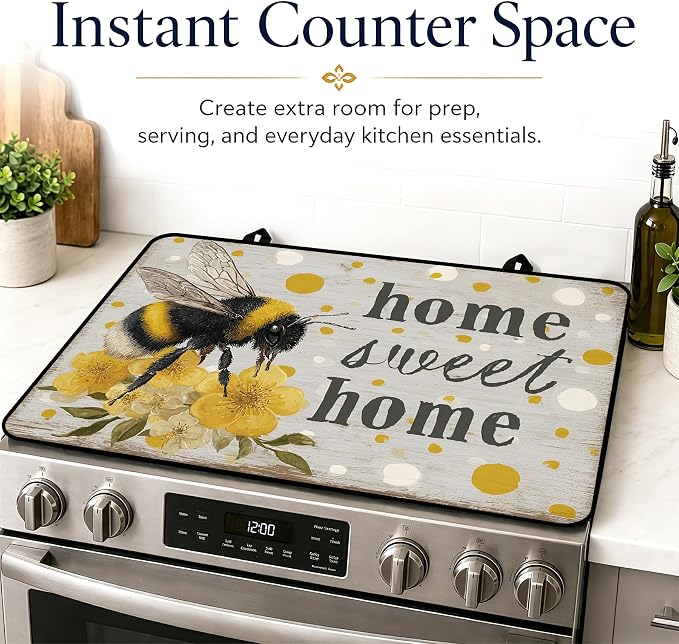 Stove Top Covers with A Non-slip Rubber Coating | protect Your Stove from Scratches, Extend Countertop Space, and Add A Classic Kitchen Touch