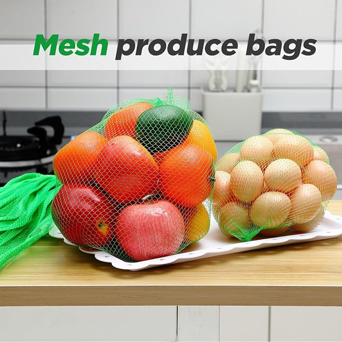 Windyun 500 Pcs 24/20/18/14 Inch Mesh Bags for Vegetables Mesh Produce Bag Reusable Nylon Netting Bulk, Fits Storage Egg Vegetable Seafood Fruits Grocery (Green)