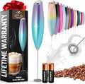 Zulay Powerful Milk Frother for Coffee with Upgraded Titanium Motor - Handheld Electric Whisk, Milk Foamer, Mini Mixer & Coffee Blender for Frappe, Latte, Matcha, No Stand - Faded Purple