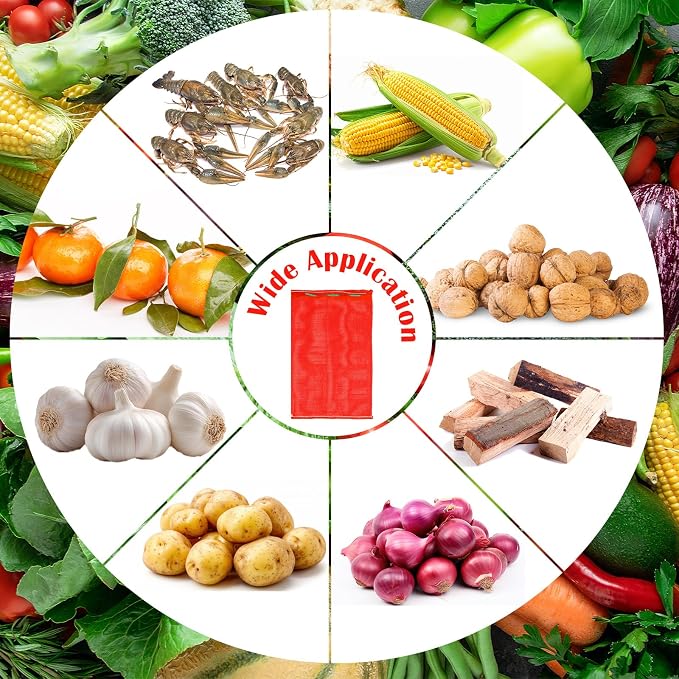 Shinylin 36 Pcs 33" x 20" Mesh Onion Bags Reusable Drawstring Fresh Produce Storage Bags Breathable Vegetable Storage Bag Reusable with Drawstring for Onion Potato Crawfish