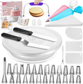 Syntus 65 PCs Cake Decorating Kit with Cake Stand, Cake Baking Supplies | 31 Piping Bags, 24 Piping Tips, Offset & Straight Spatulas, 3 Scrapers, Leveler, 2 Couplers & 1 Tips Brush