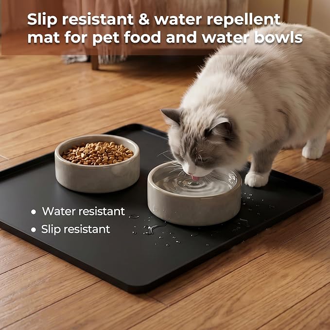 16×16-inch Barista-Grade Coffee Station Mat: Catch Spills, Protect Countertops! Silicone, Water Resistant & Heat Resistant. Perfect Under, as Dish Dryer or Pet Mat.(Black)