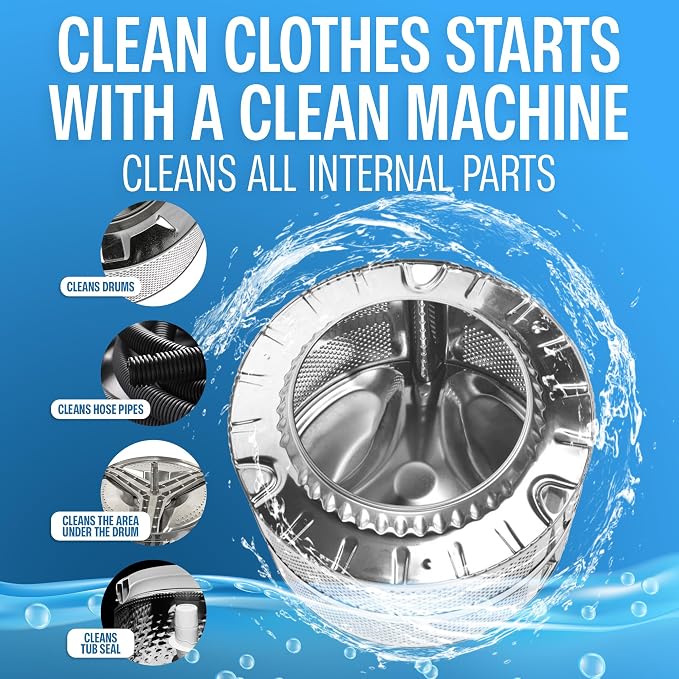 Sudstainables Washing Machine Cleaner Tablets, 24 Count | Eliminates odor, residue and buildup in front load, top load and HE washing machines.