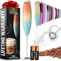 Zulay Powerful Milk Frother for Coffee with Upgraded Titanium Motor - Handheld Electric Whisk, Milk Foamer, Mini Mixer & Coffee Blender for Frappe, Latte, Matcha, No Stand - Royal Sunrise