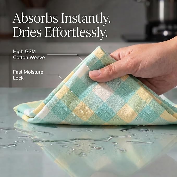 Urban Villa Kitchen Towels Cotton Dish Towels 20”x30” (Set of 6) Greensand